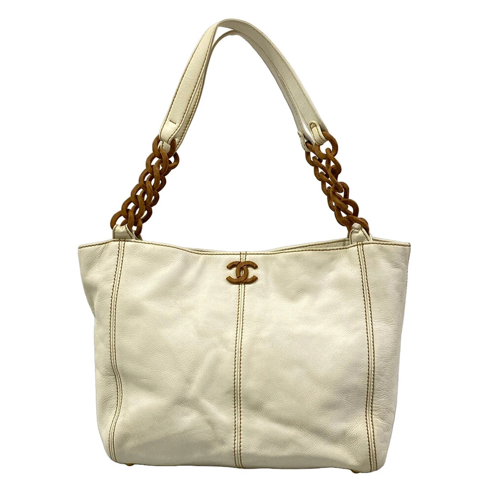 Chanel White Leather Tote Bag #351587C19B